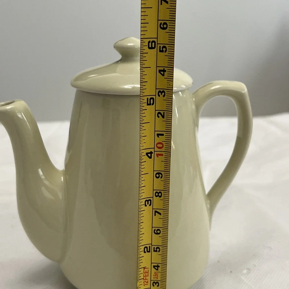 Vtg MCM Hall Pottery Coffee Tea Pot Butter Yellow USA Cottage Granny Chic Farm